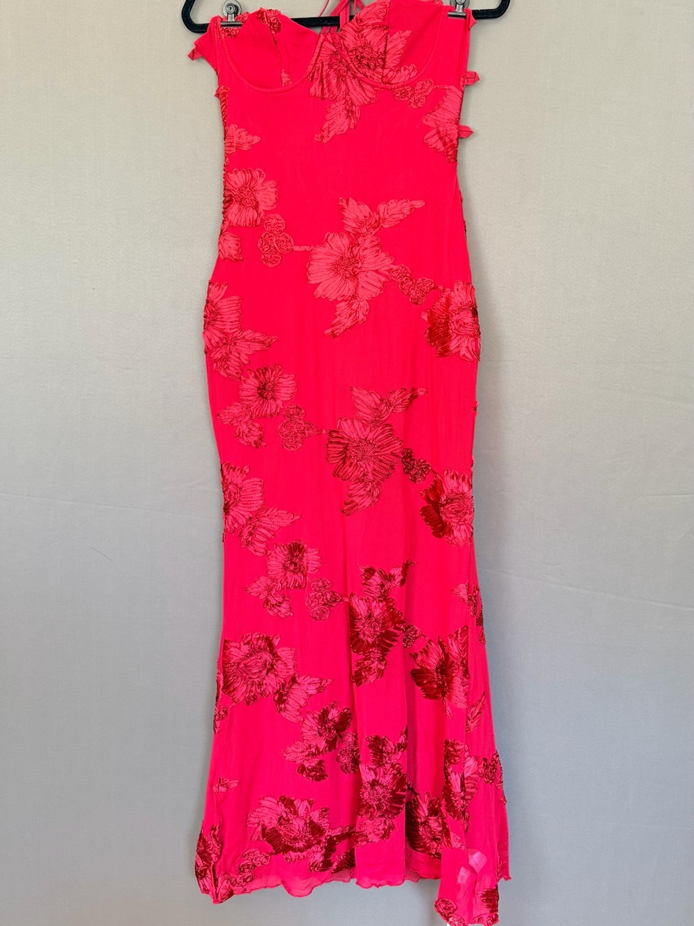 Fuchsia Floral Maxi Dress — Sleek Evening Silhouette